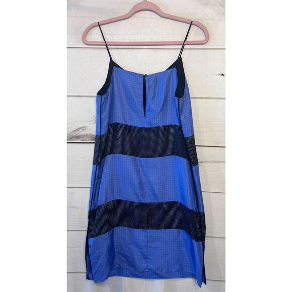 rag & bone new york size 2 sleeveless spaghetti straps polka dot blue black silk - Picture 2 of 7